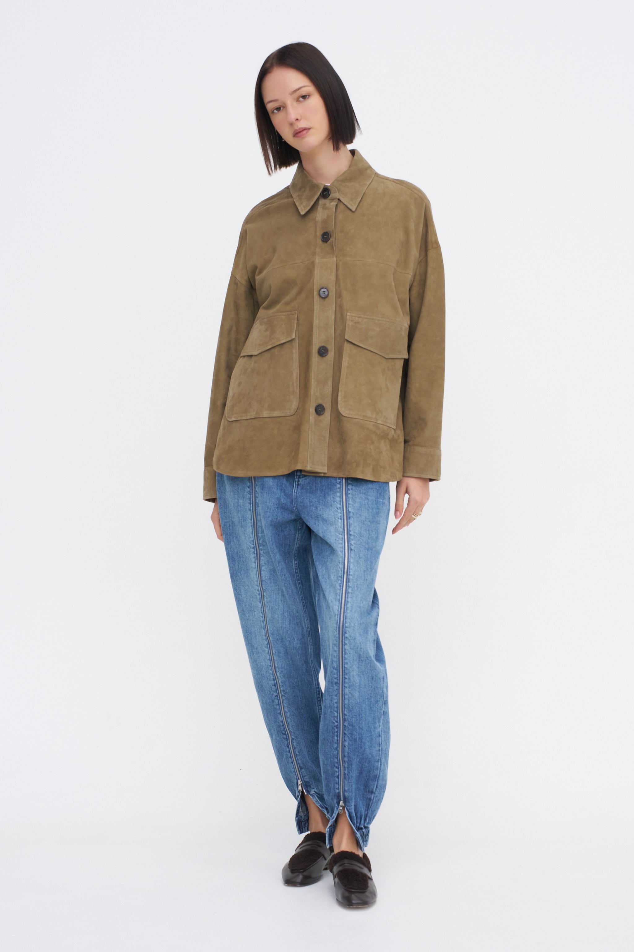 Arma Kaylee - Suede Jacket, Olive – Kick Pleat Arma Kaylee - Suede Jacket, Olive – Kick Pleat