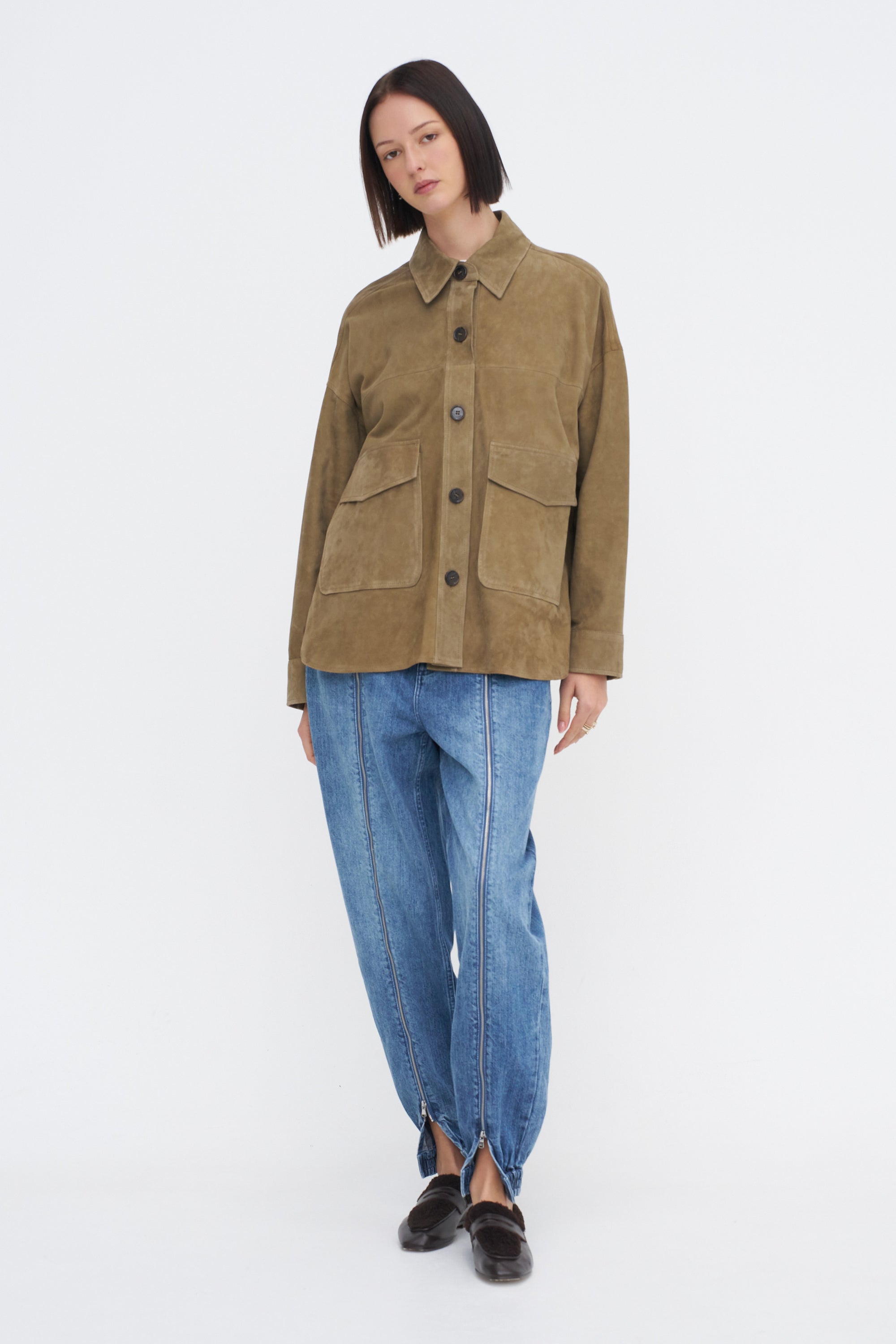 Kaylee - Suede Jacket, Olive
