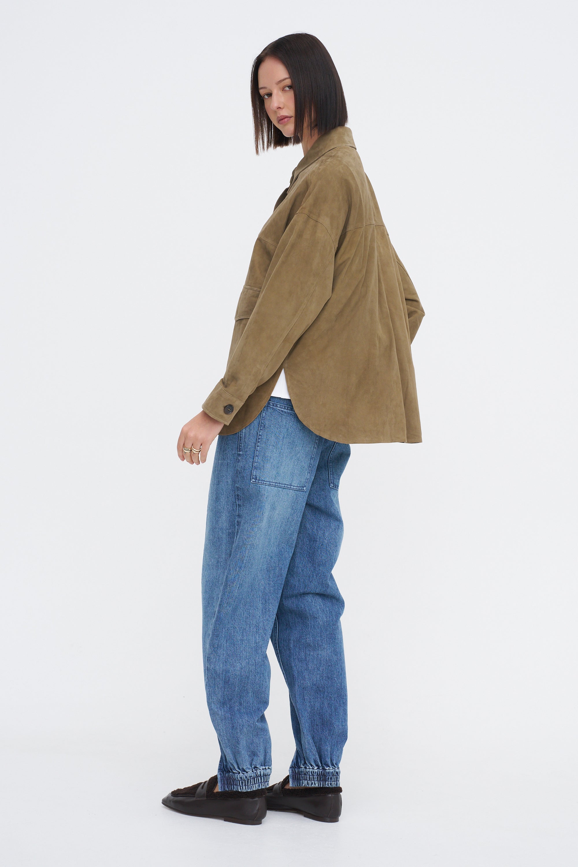 Kaylee - Suede Jacket, Olive