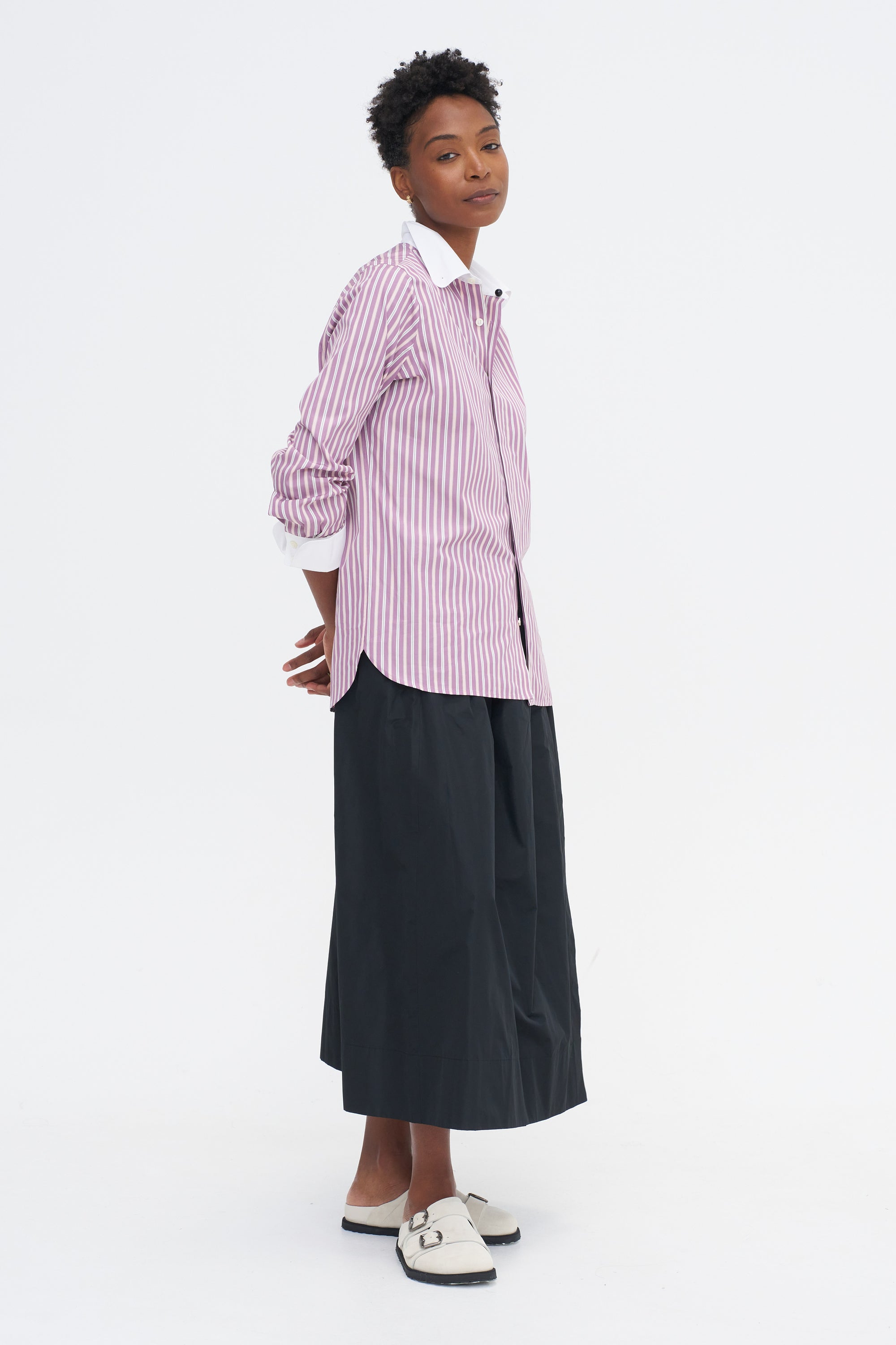 Saville Shirt, Lilac Stripe