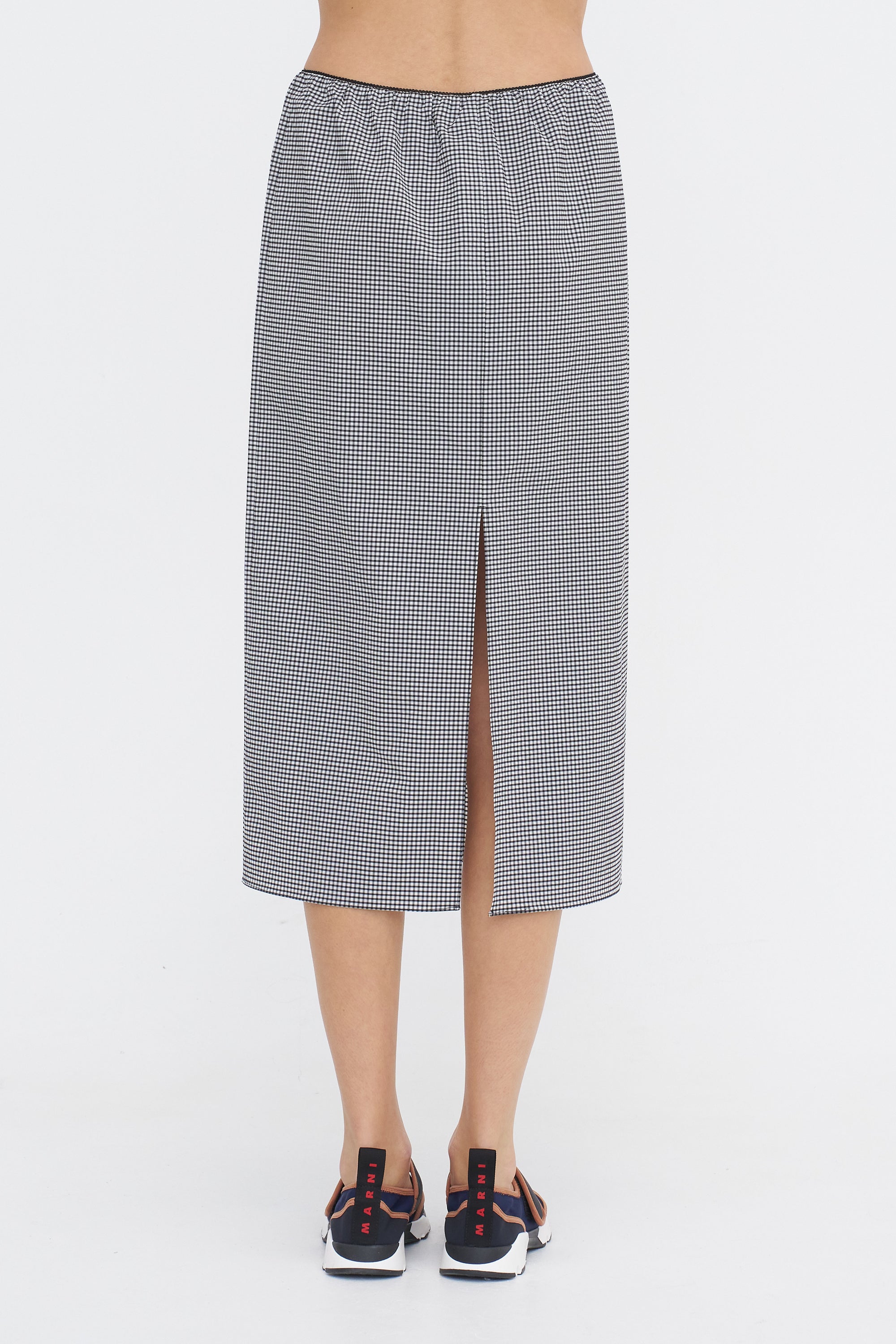 Tech Gingham Slip Skirt, Black &amp; White Gingham