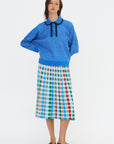 Delicate - Gingham Jacquard Knit Long Skirt, Milk Multi
