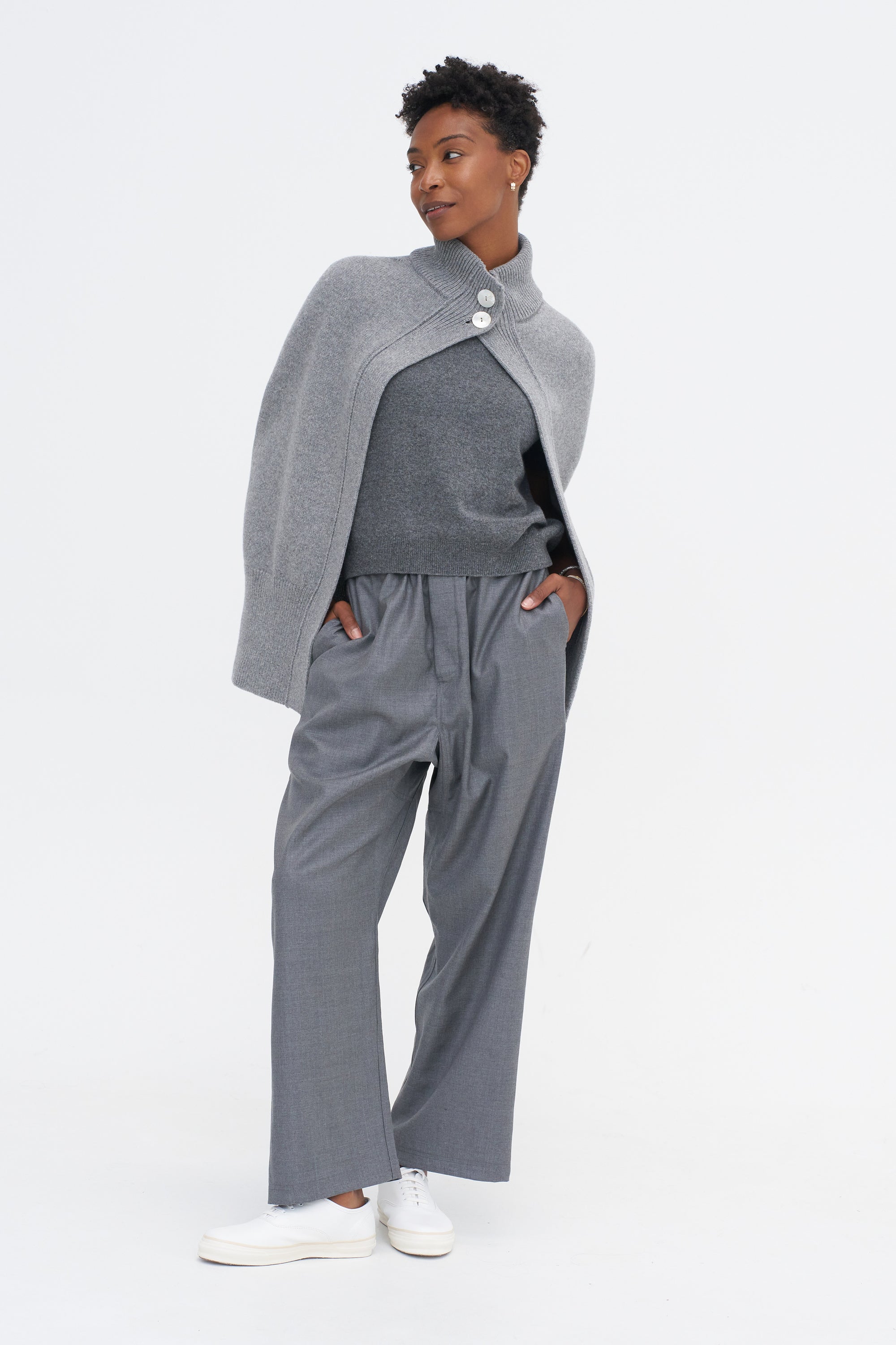 Roxalena Knit Cape, Istanbul Fog