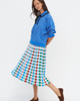 Delicate - Gingham Jacquard Knit Long Skirt, Milk Multi
