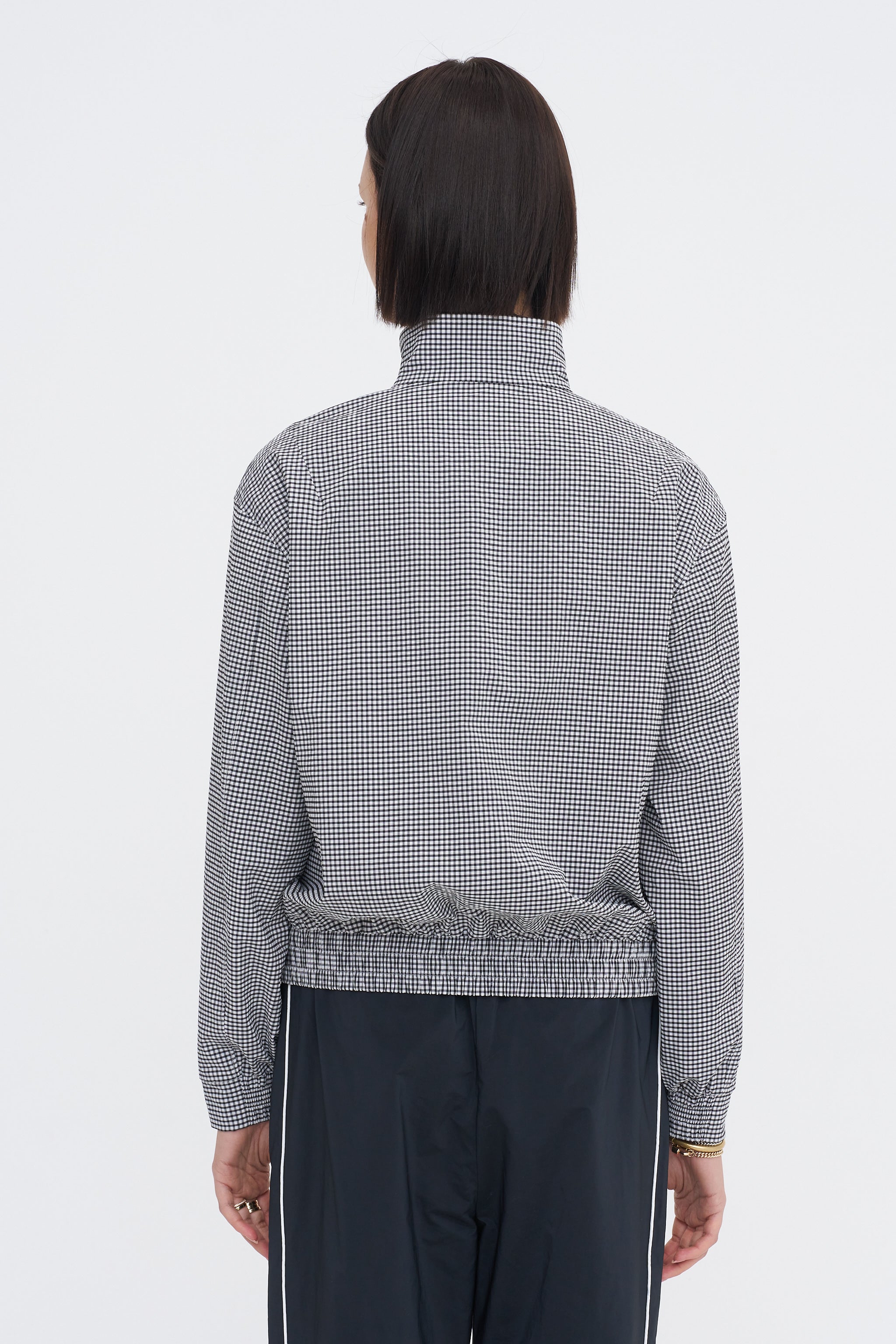 Tibi Tech Gingham Track Jacket, Black & White Gingham – Kick Pleat