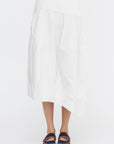 Nylon Asymmetrical Balloon Skirt, White