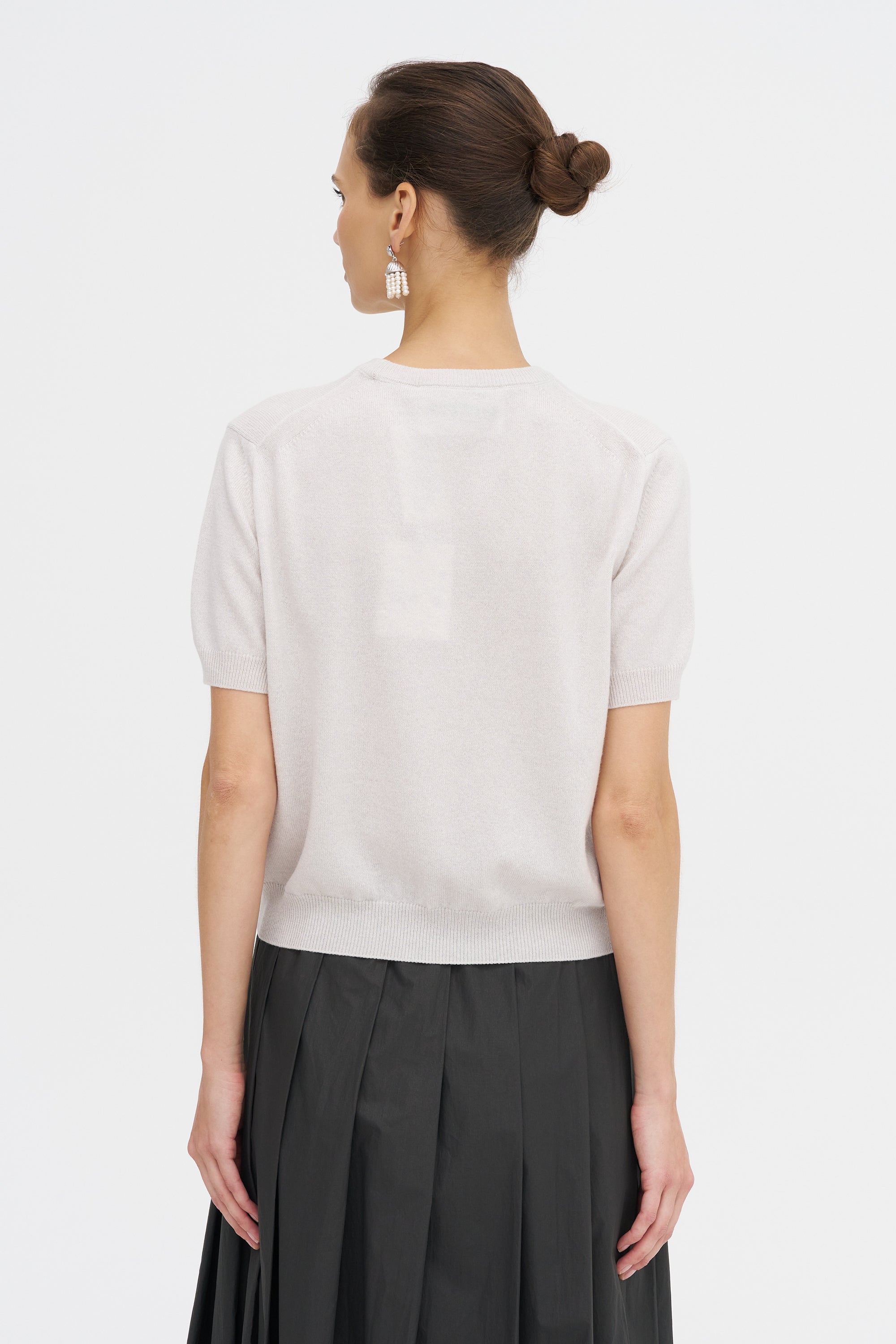 Pearl Cashmere Short Sleeved Crewneck, Kaimak