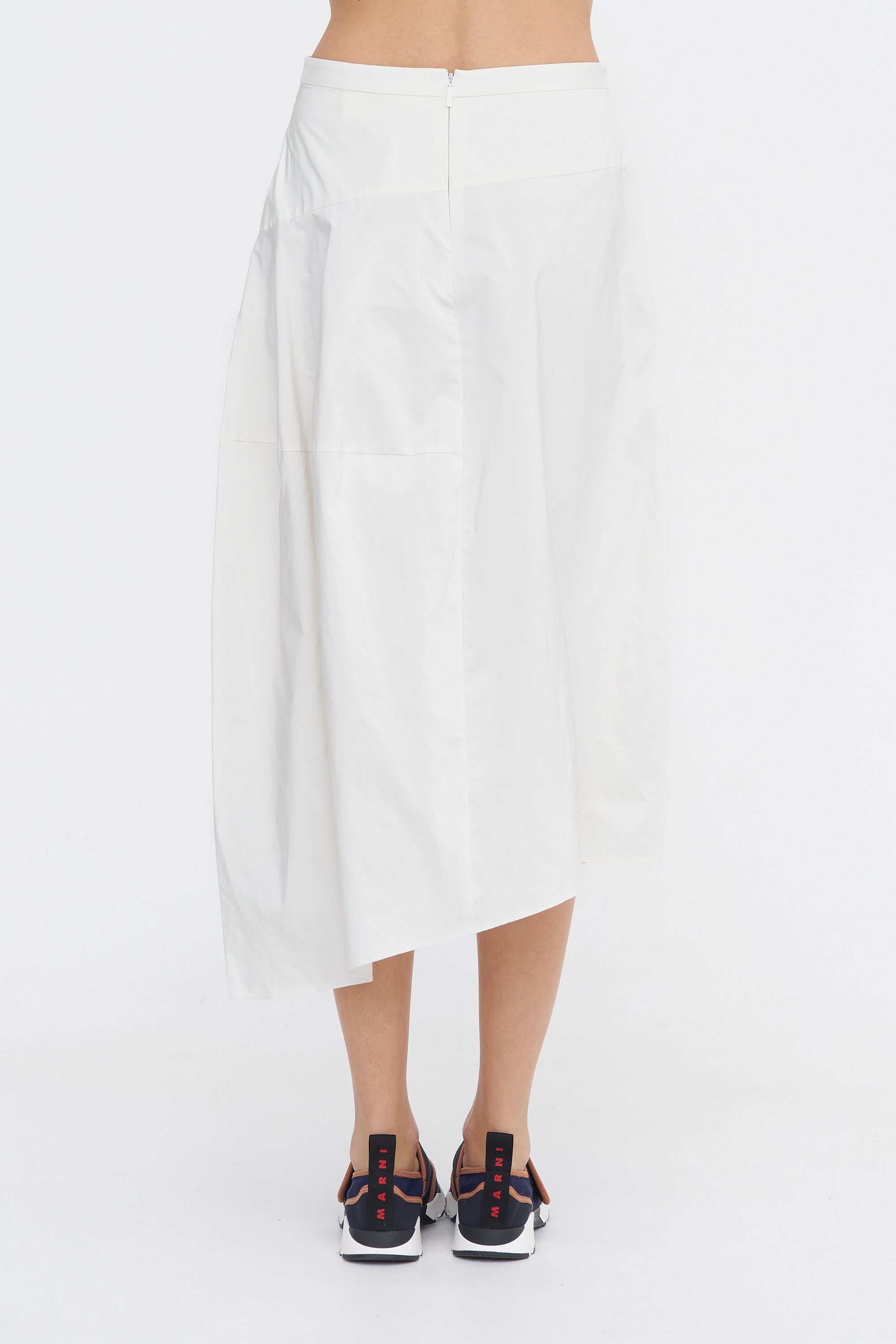 Nylon Asymmetrical Balloon Skirt, White