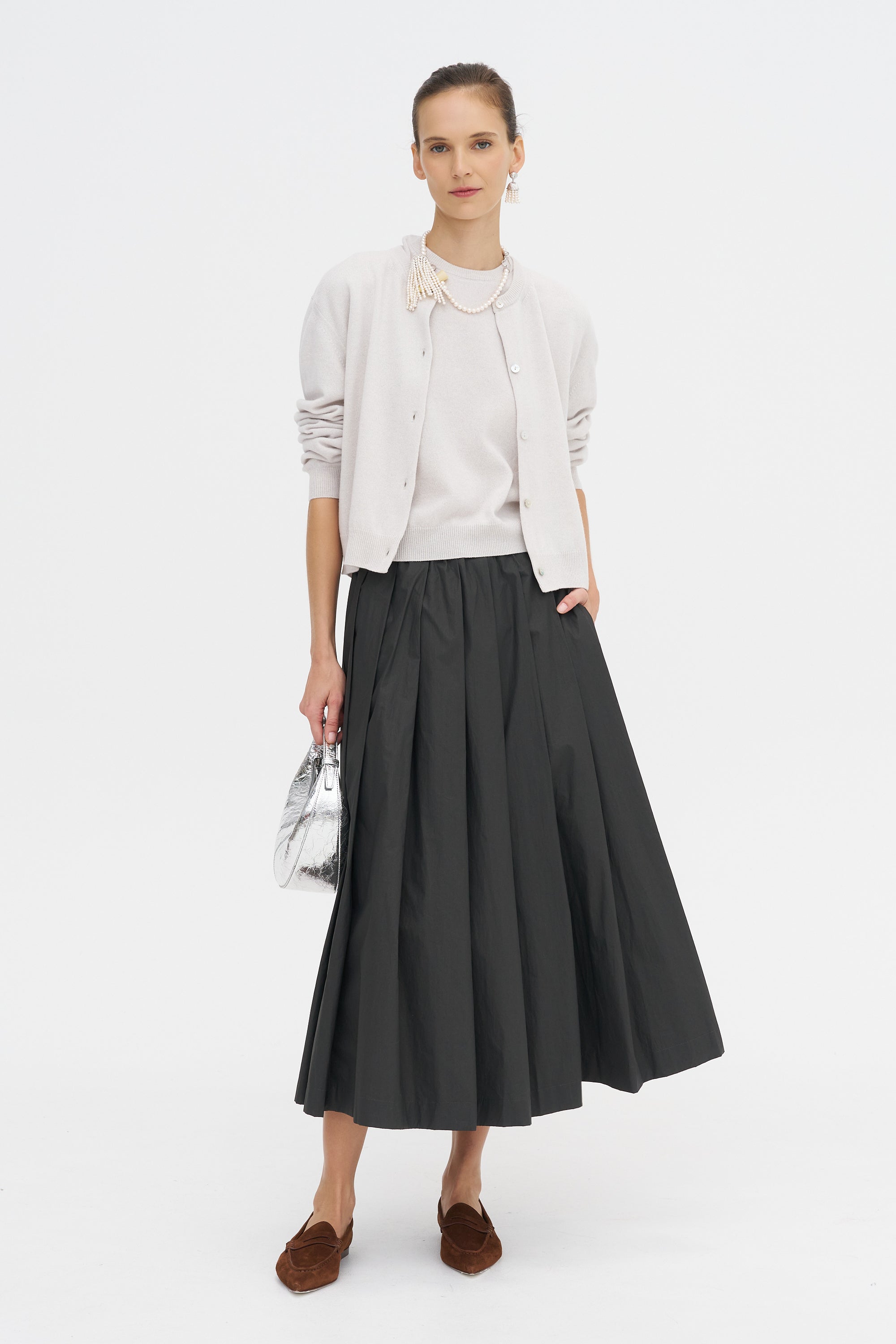 Pearl Cashmere Short Sleeved Crewneck, Kaimak