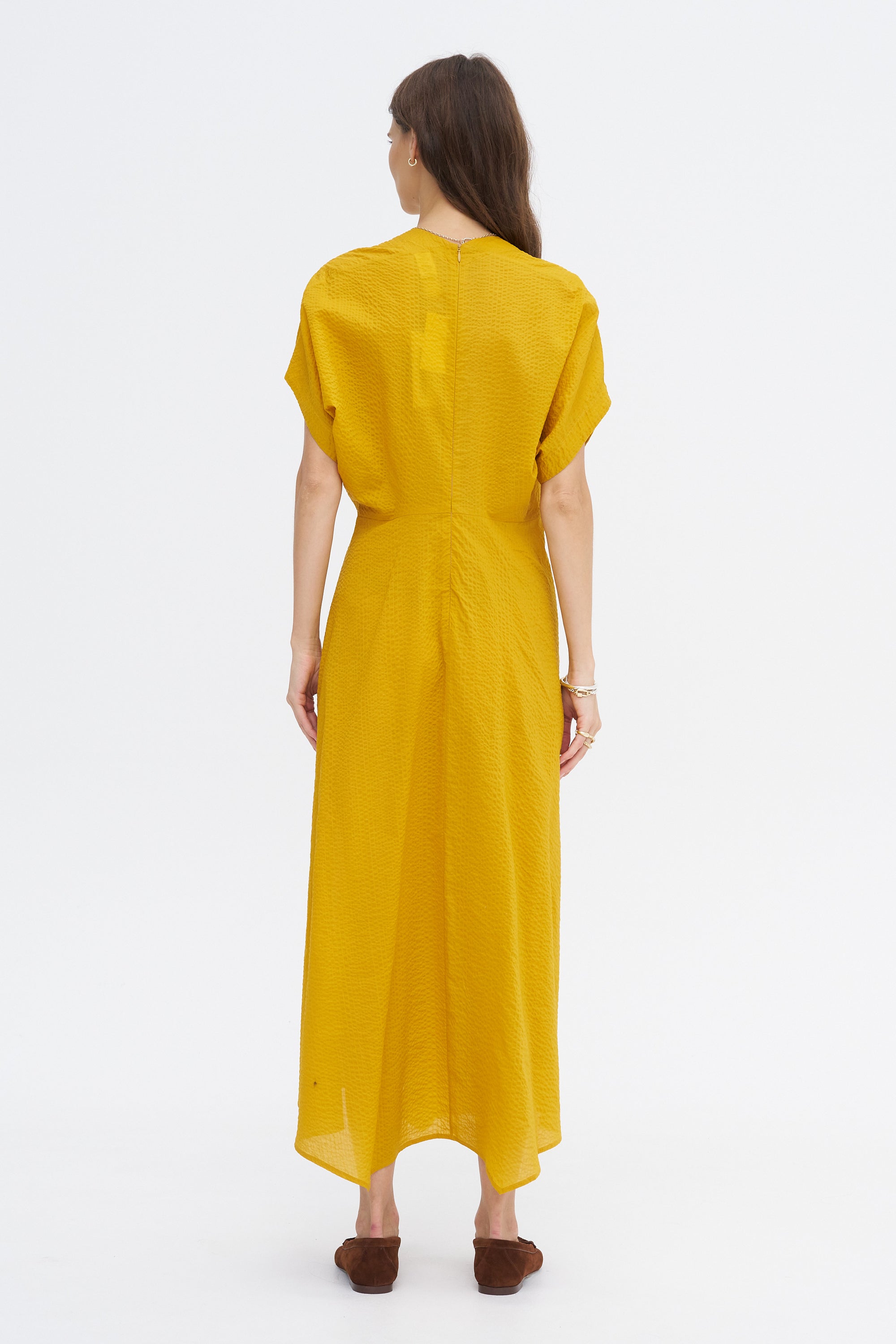 Long Aki Wave Dress, Marigold