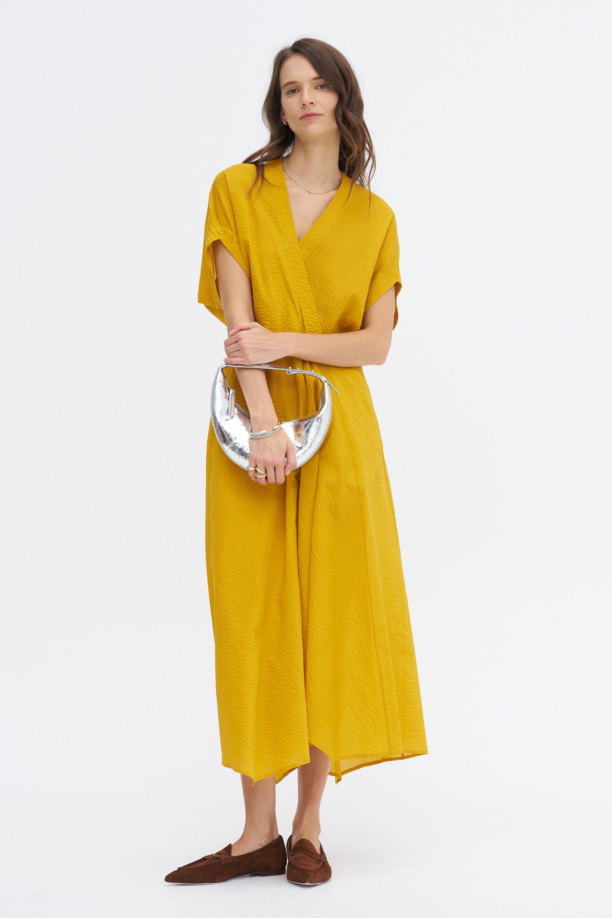 Long Aki Wave Dress, Marigold