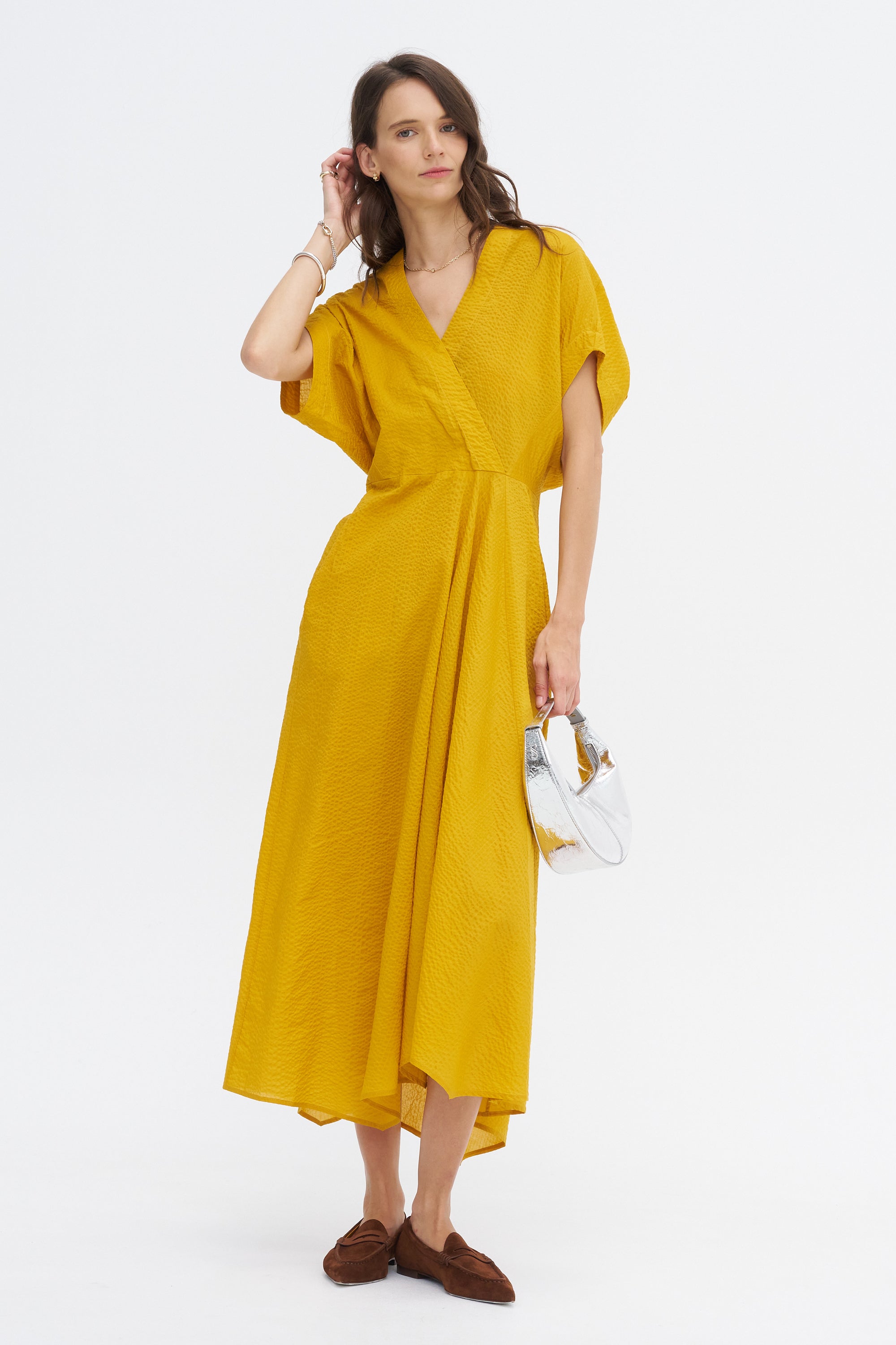 Long Aki Wave Dress, Marigold
