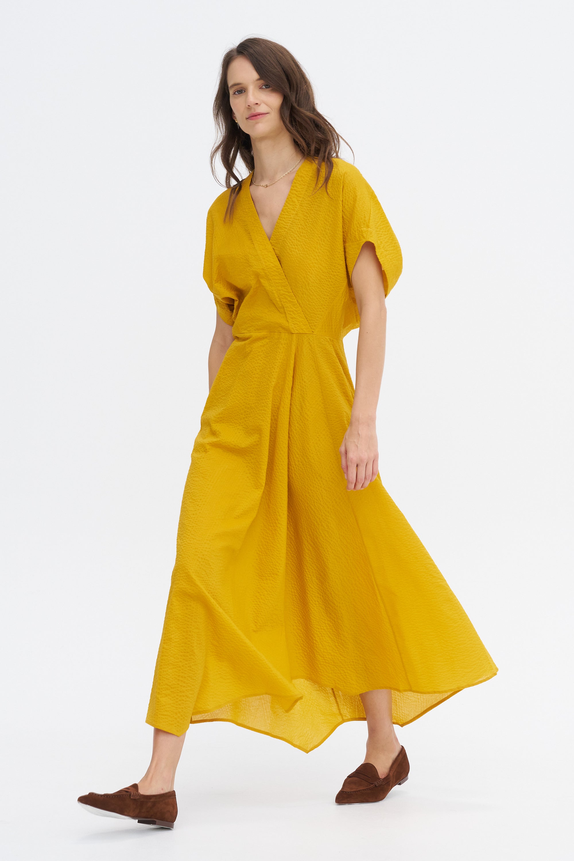 Long Aki Wave Dress, Marigold
