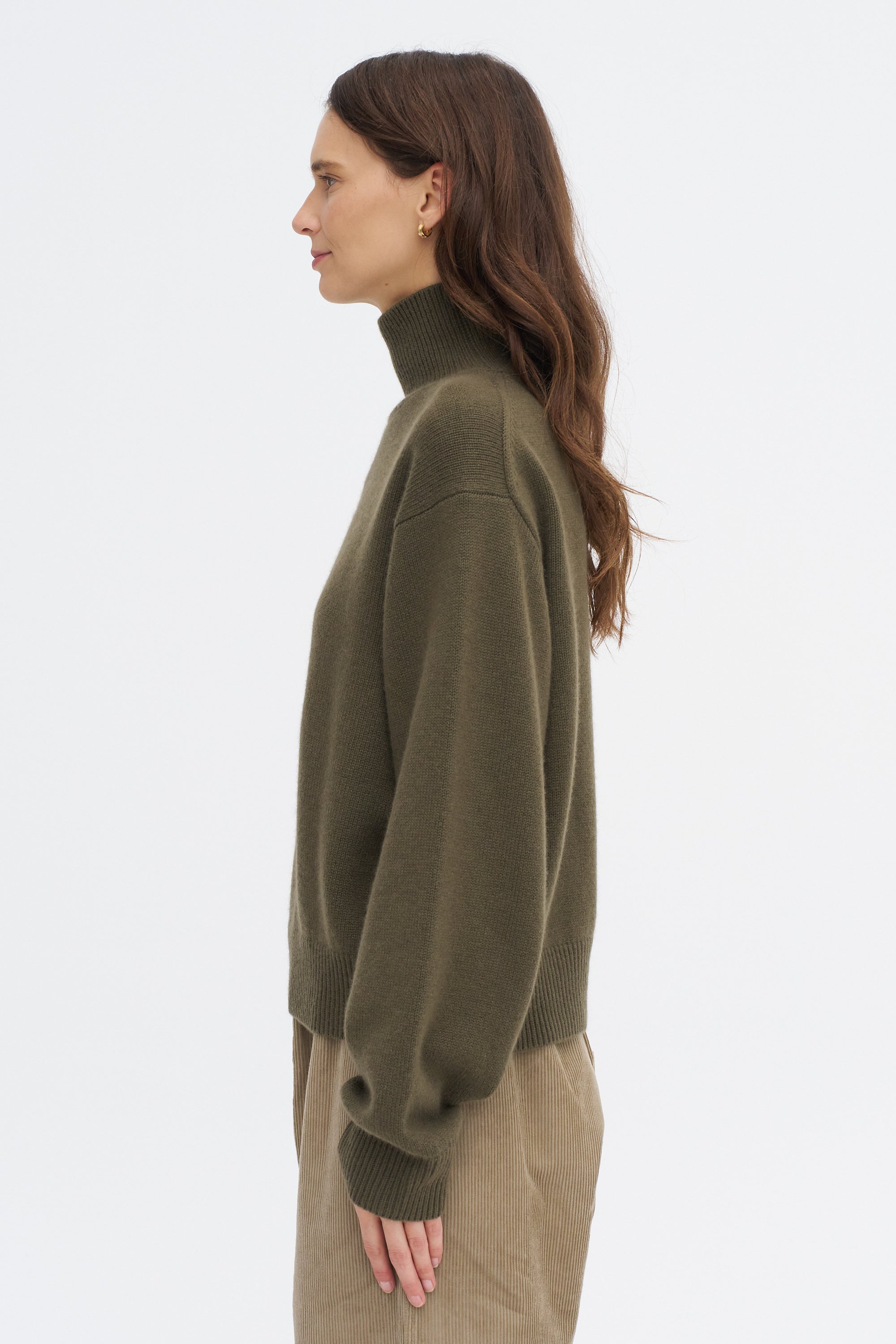 Maddox Ycash - Turtleneck 3 Ply Cashmere, Khaki