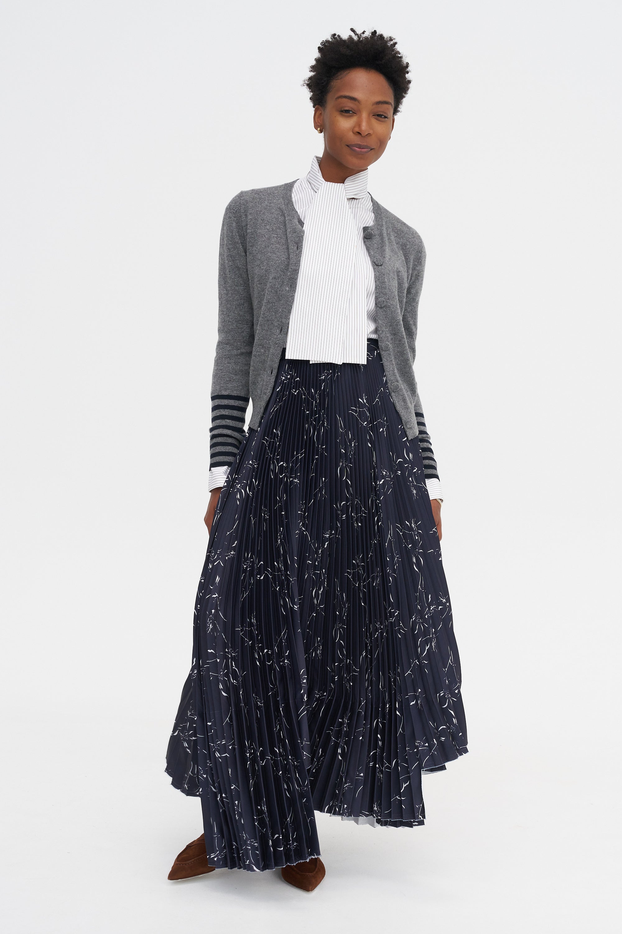 Long Sleeve Cardigan, Blue Grey