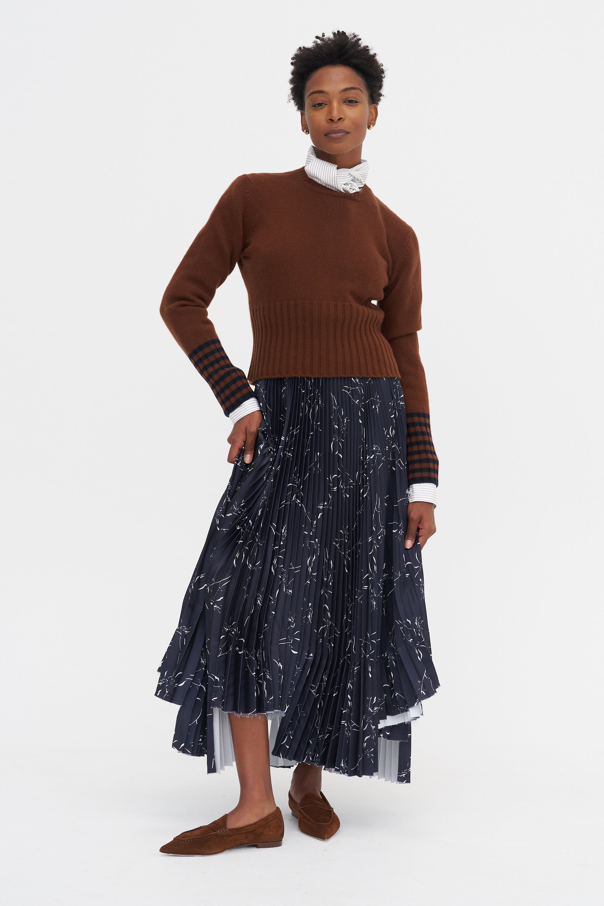 Pleated Long Skirt, Floral