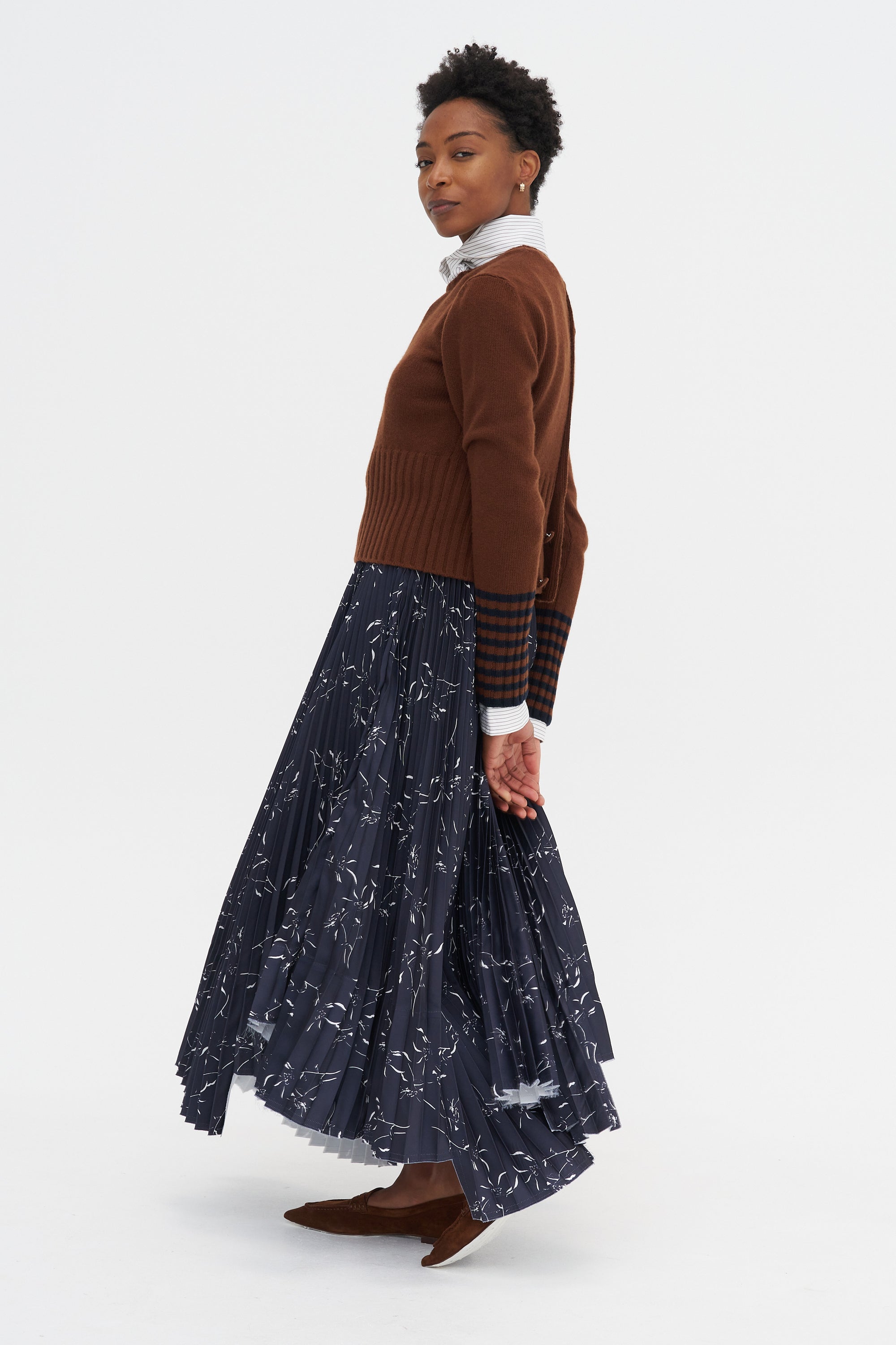 Pleated Long Skirt, Floral