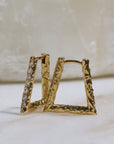 Weathered Forma Diamond Hoops, Yellow Gold