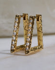 Weathered Forma Diamond Hoops, Yellow Gold