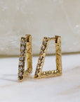 Weathered Forma Diamond Hoops, Yellow Gold