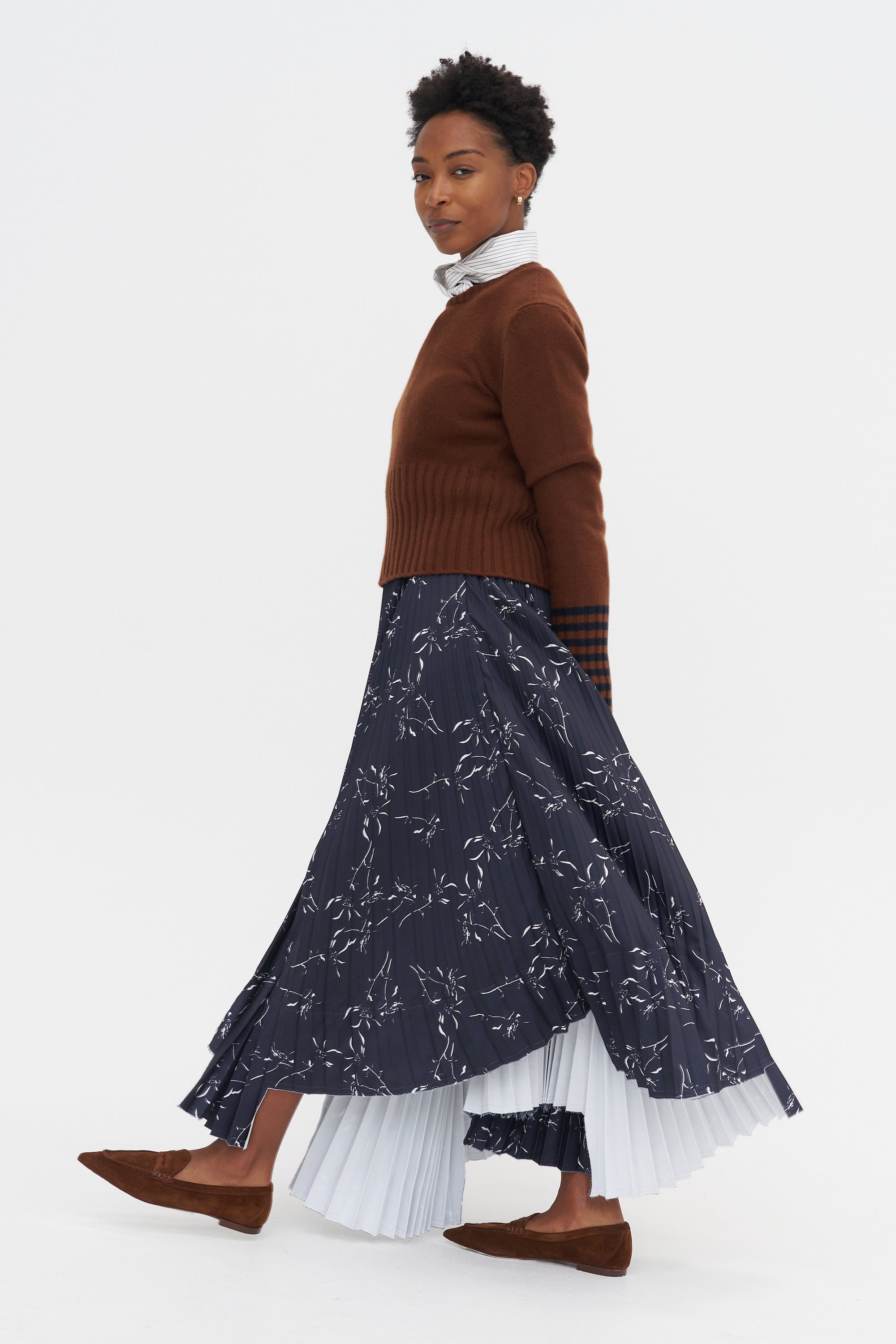 Pleated Long Skirt, Floral