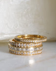 Staircase Pave Baguette Ring, Yellow Gold