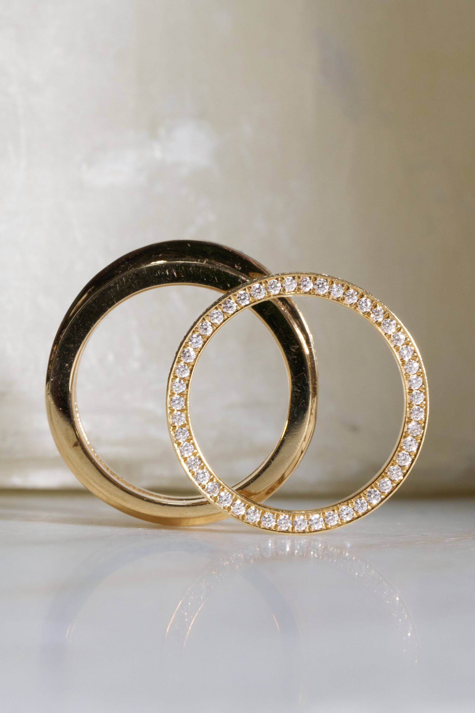 Staircase Pave Baguette Ring, Yellow Gold