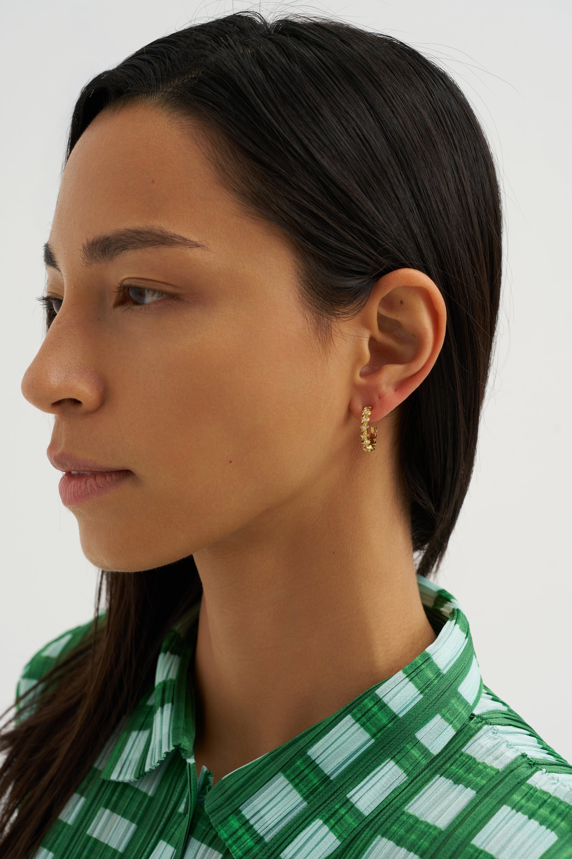 Mini Star Hoops, Yellow Gold