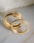 Staircase Pave Baguette Ring, Yellow Gold