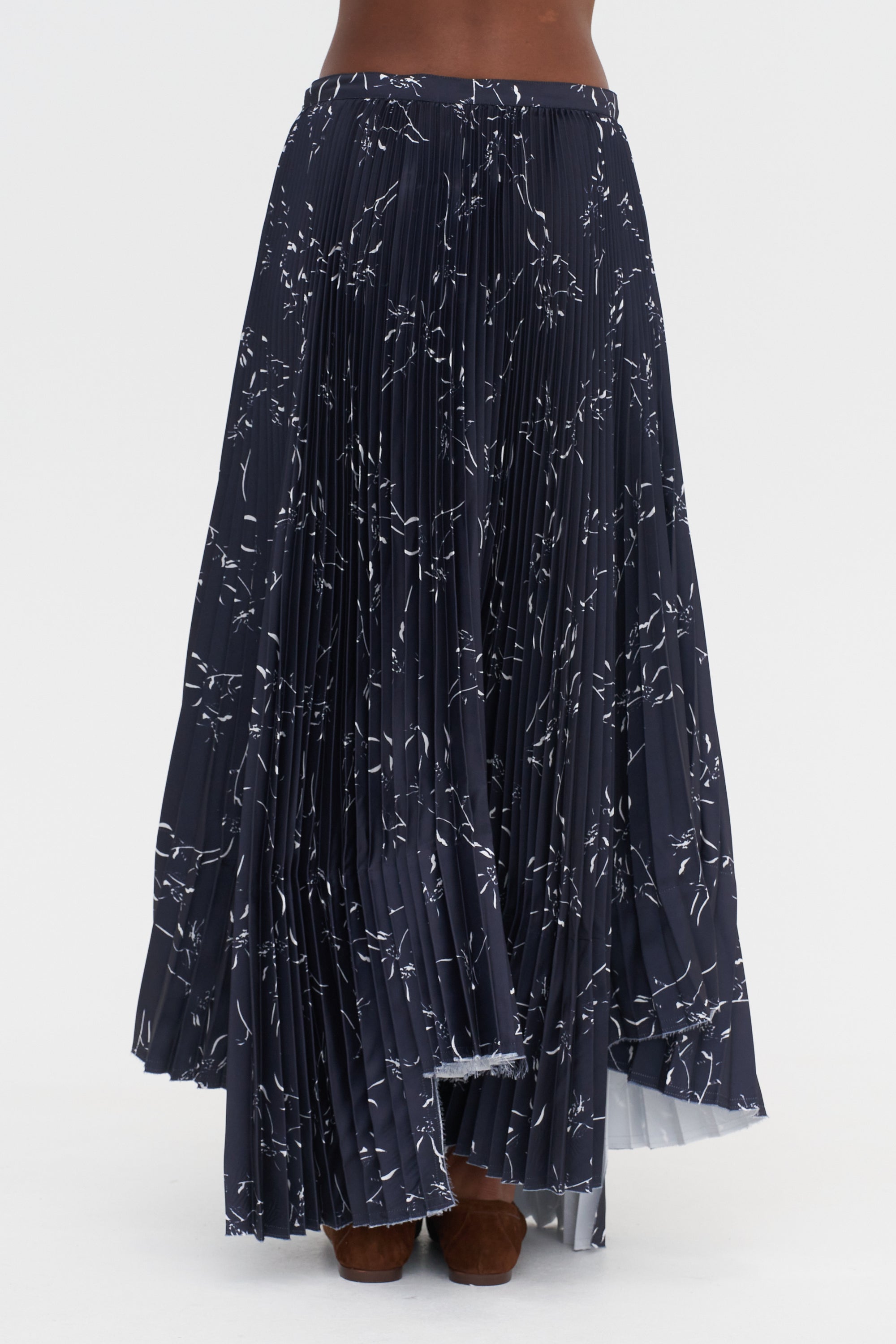 Pleated Long Skirt, Floral