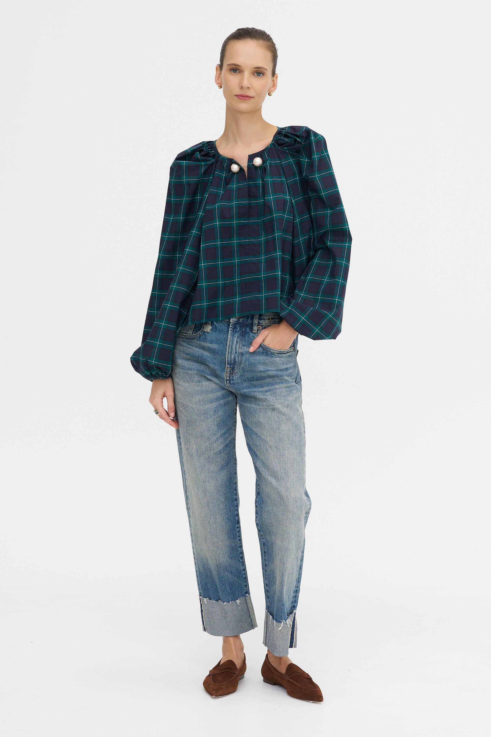 Grand Bazaar Mini Top, Navy Tartan