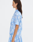 Sprayed Roses Short Sleeve Shirt, Irisblue