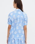 Sprayed Roses Short Sleeve Shirt, Irisblue