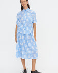 Sprayed Roses Short Sleeve Shirt, Irisblue