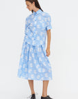 Sprayed Roses Short Sleeve Shirt, Irisblue