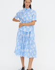 Sprayed Roses Short Sleeve Shirt, Irisblue
