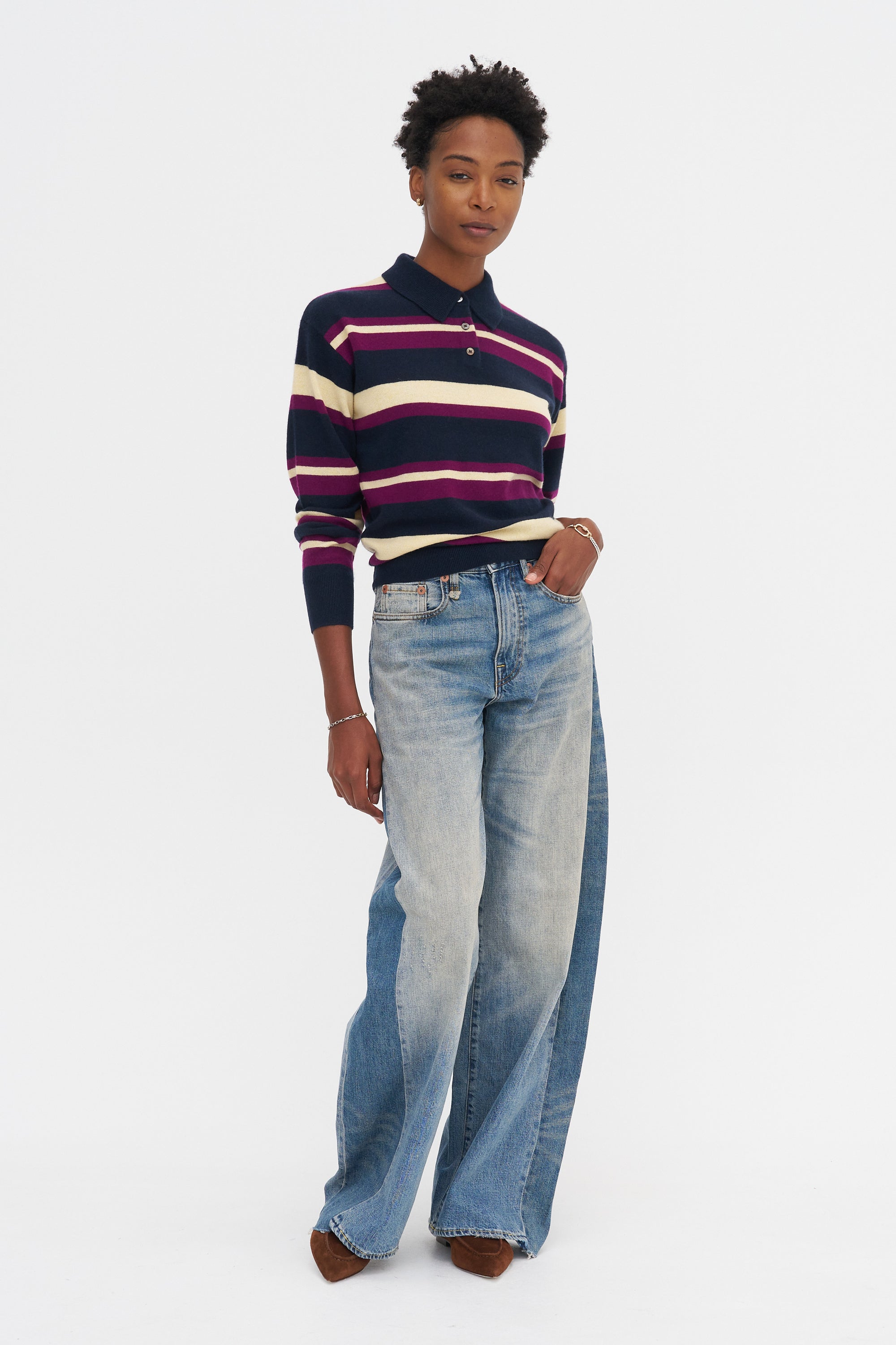 Collegiate Stripe Polo, Midnight Combo