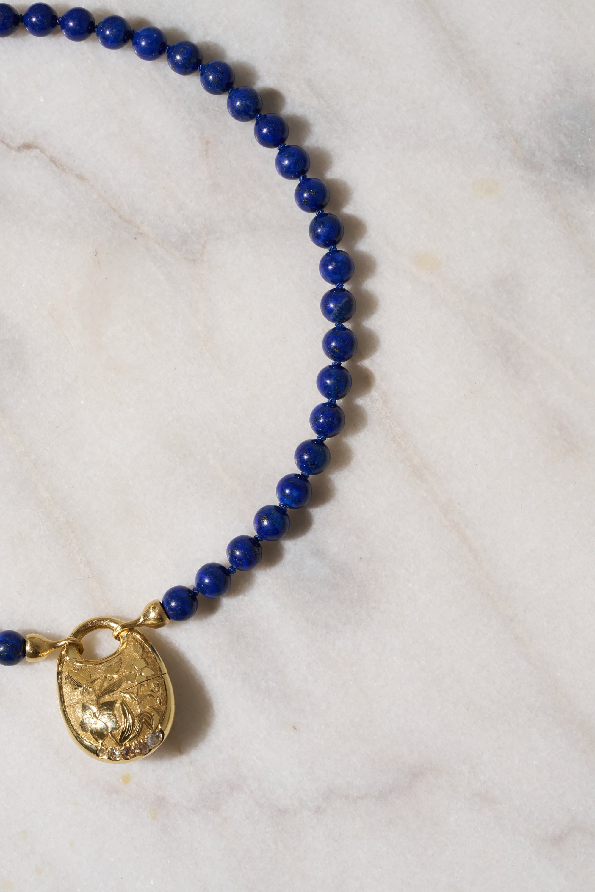 Lapis Beads, Yellow Gold
