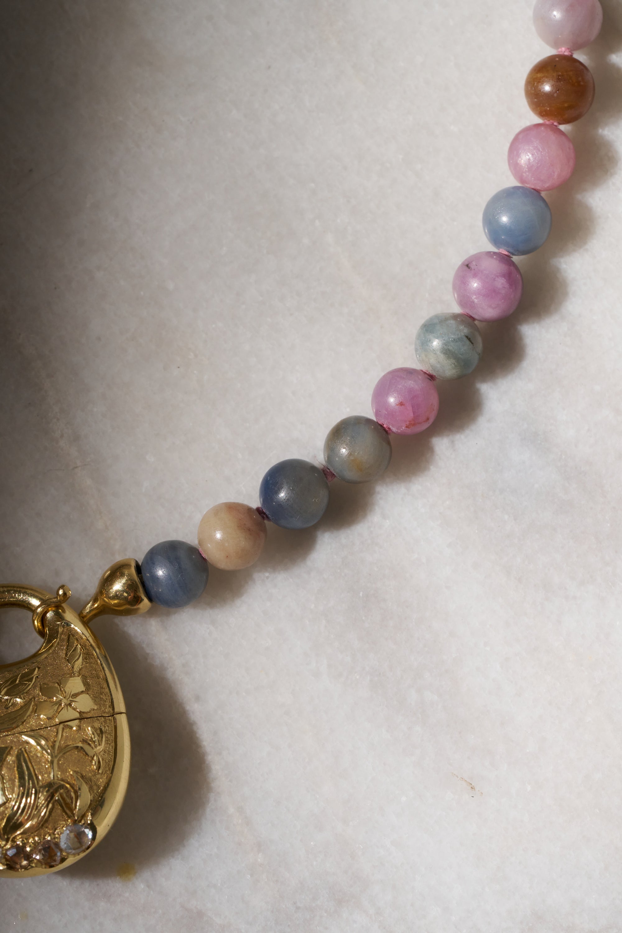 Sapphire Beads, Yellow Gold