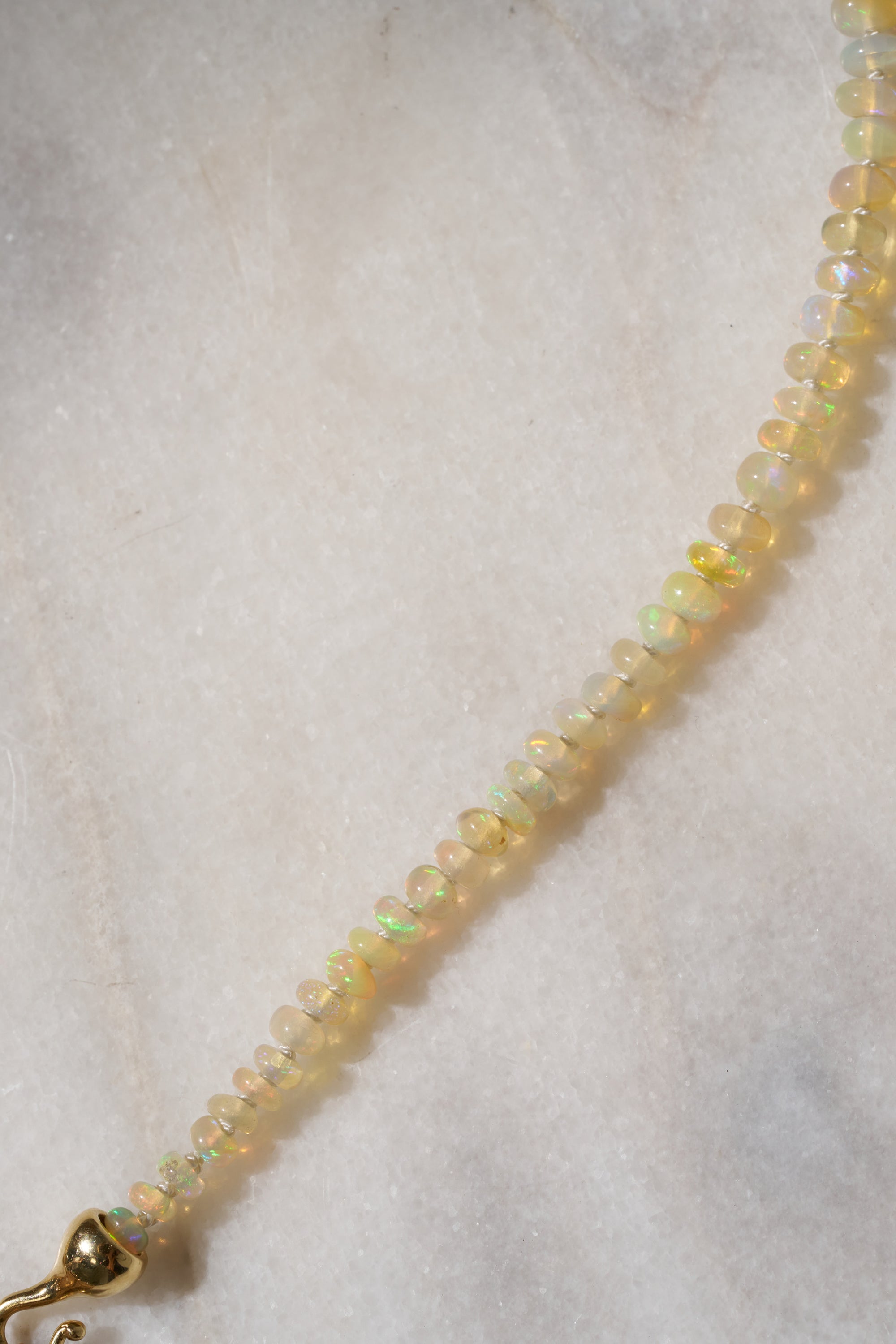 Opal Bead Necklace - 45CM, Yellow Gold