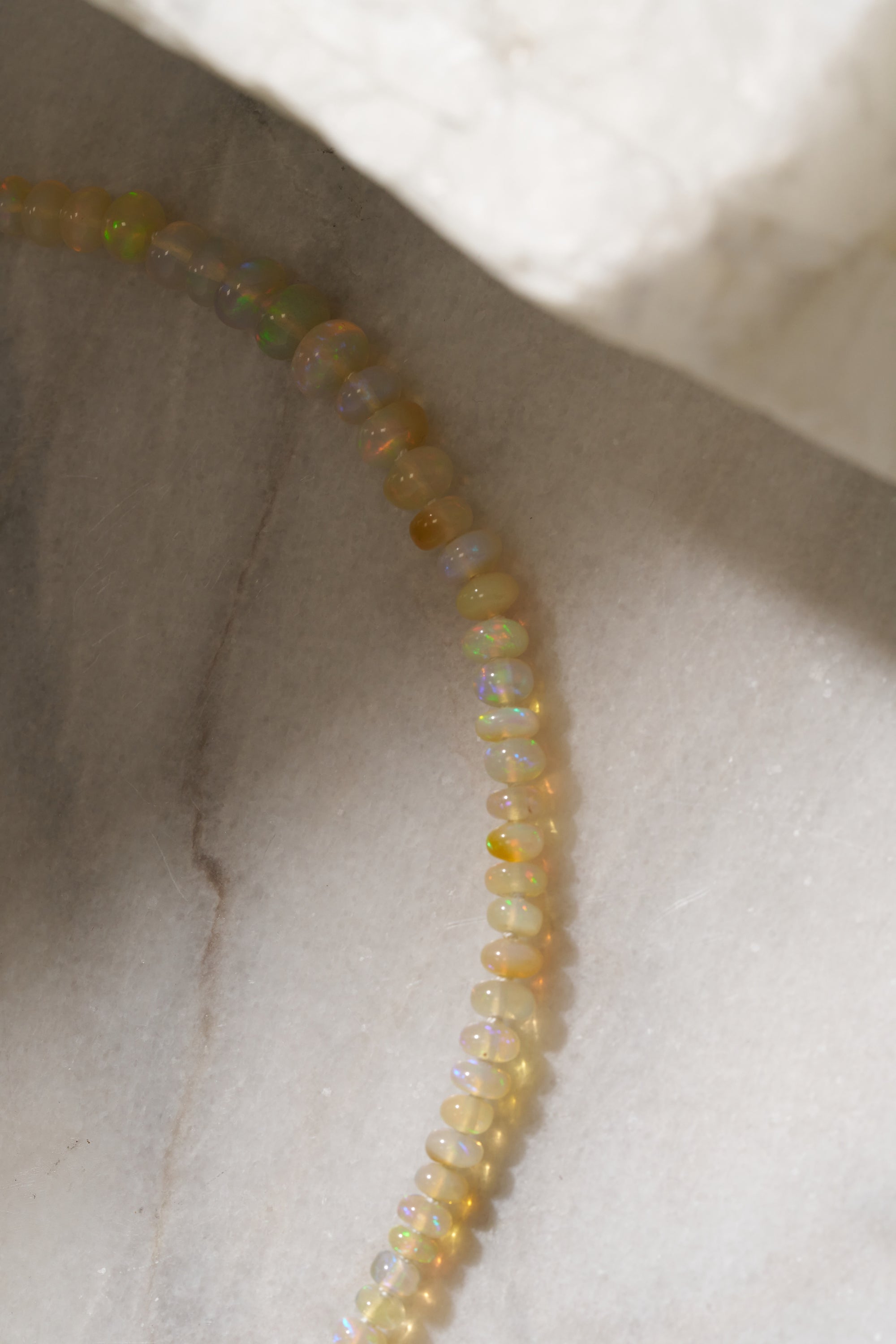 Opal Bead Necklace - 50CM, Yellow Gold
