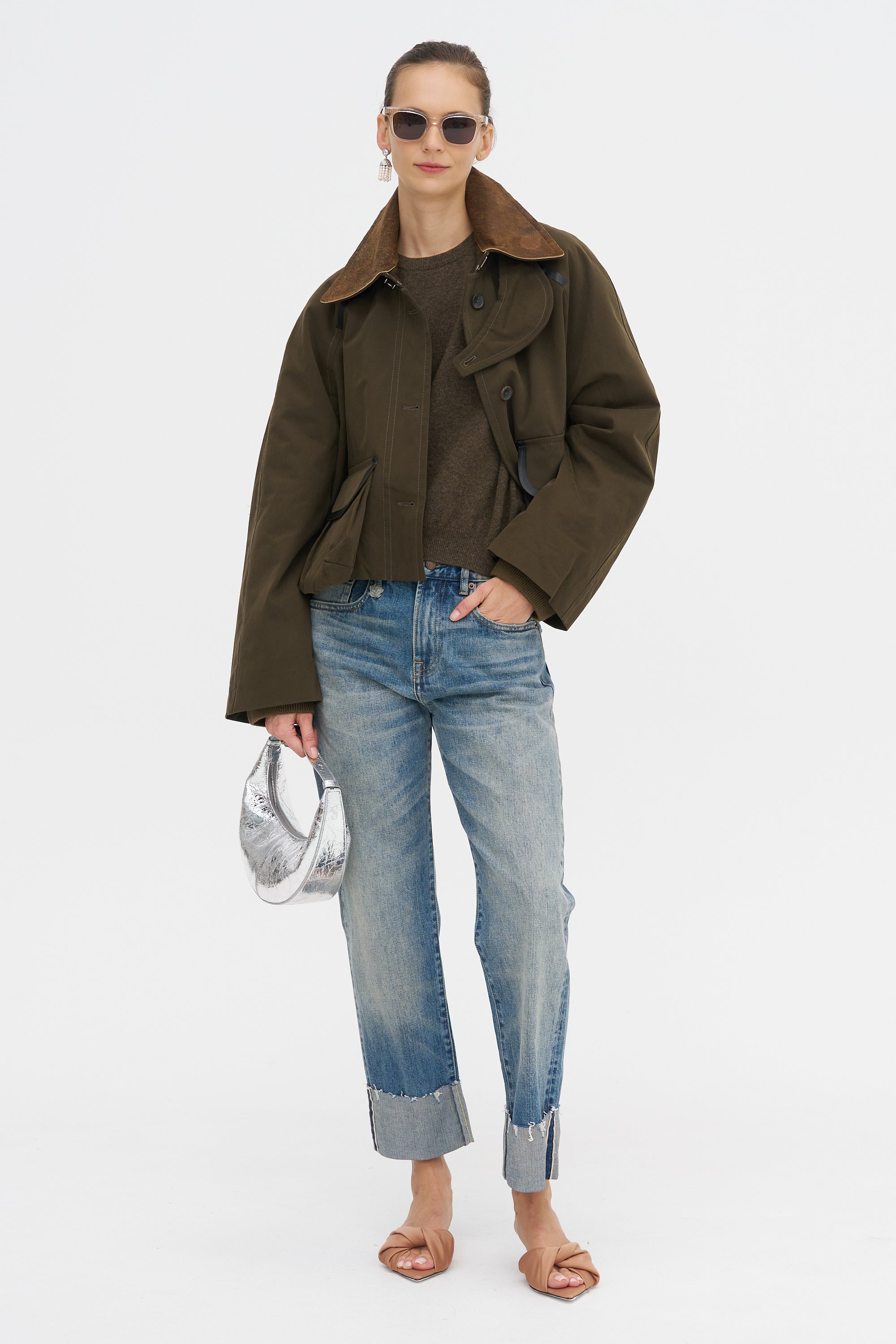 Pearl Cashmere Short Sleeved Crewneck, Chestnut