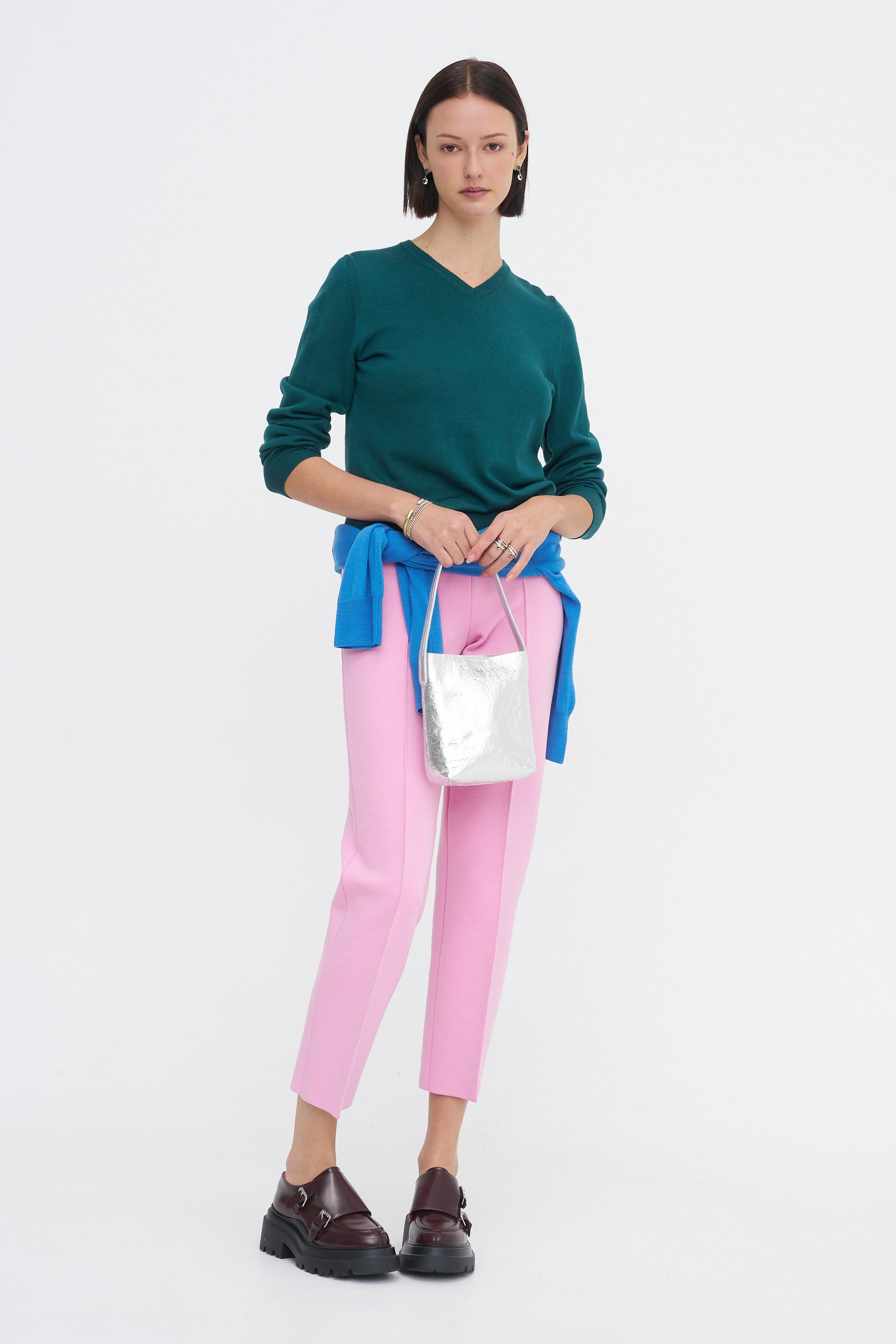 Billie V-Neck Sweater, Teal