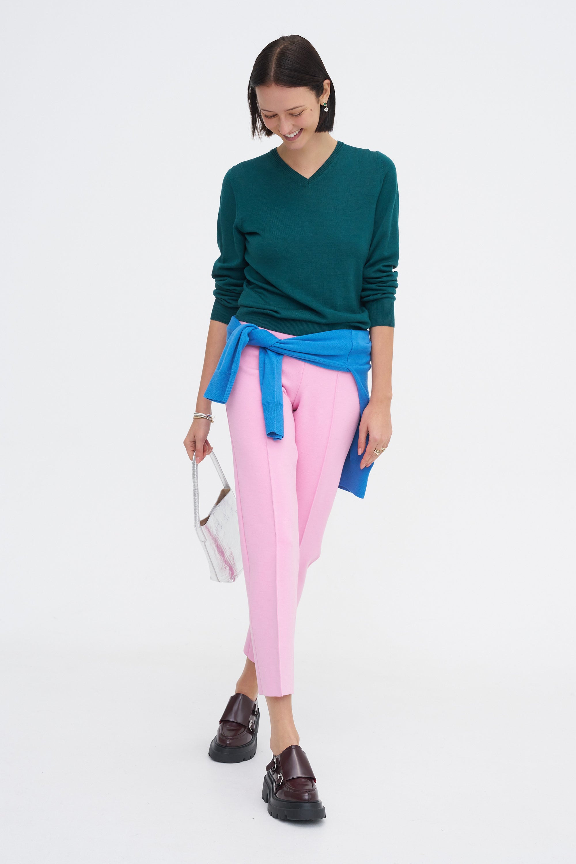Billie V-Neck Sweater, Teal