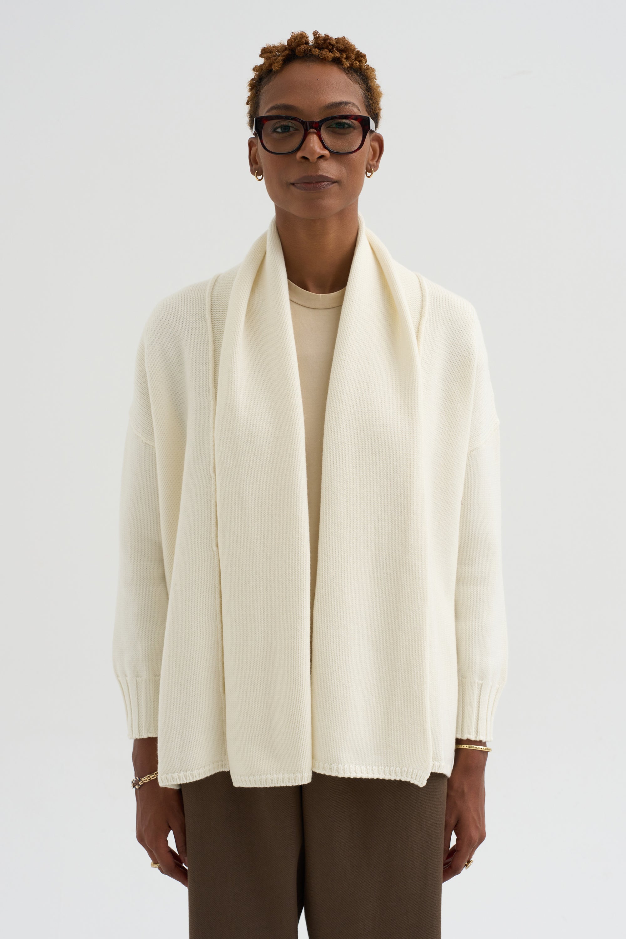 Cardigan Scialle - Knitwear, White
