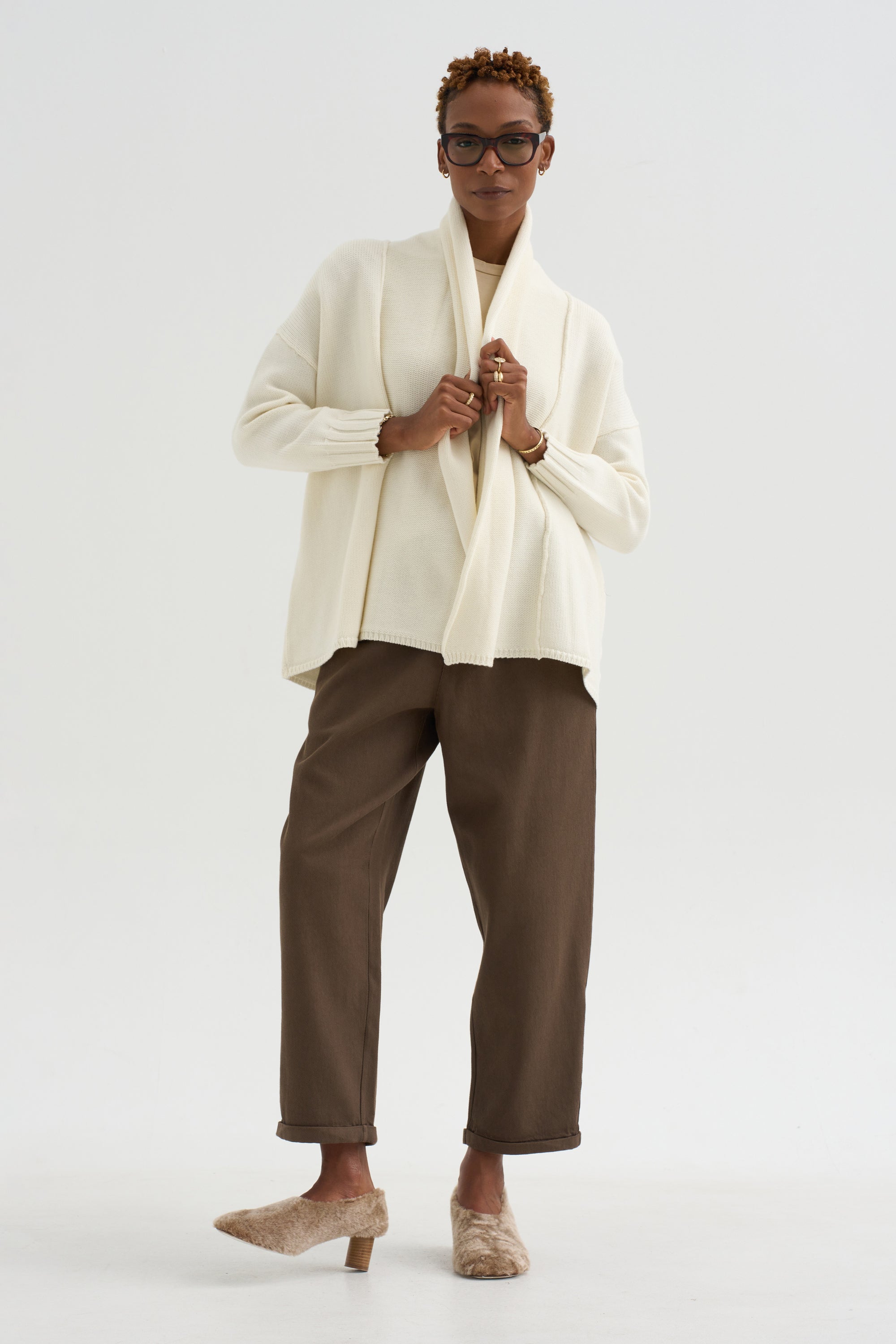 Cardigan Scialle - Knitwear, White