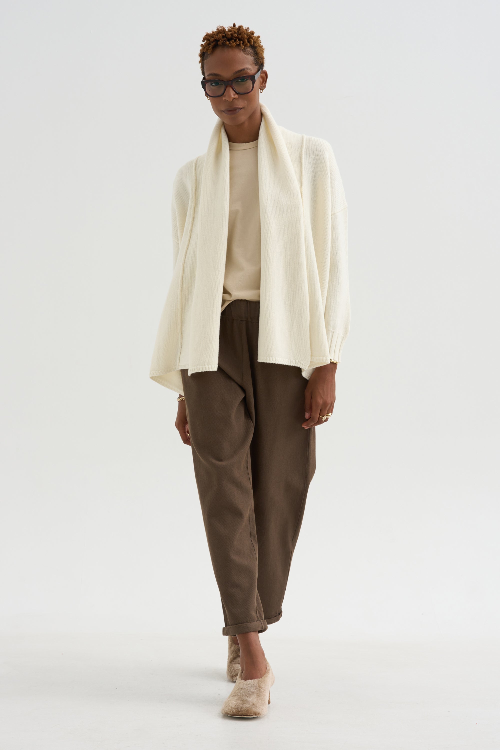 Cardigan Scialle - Knitwear, White