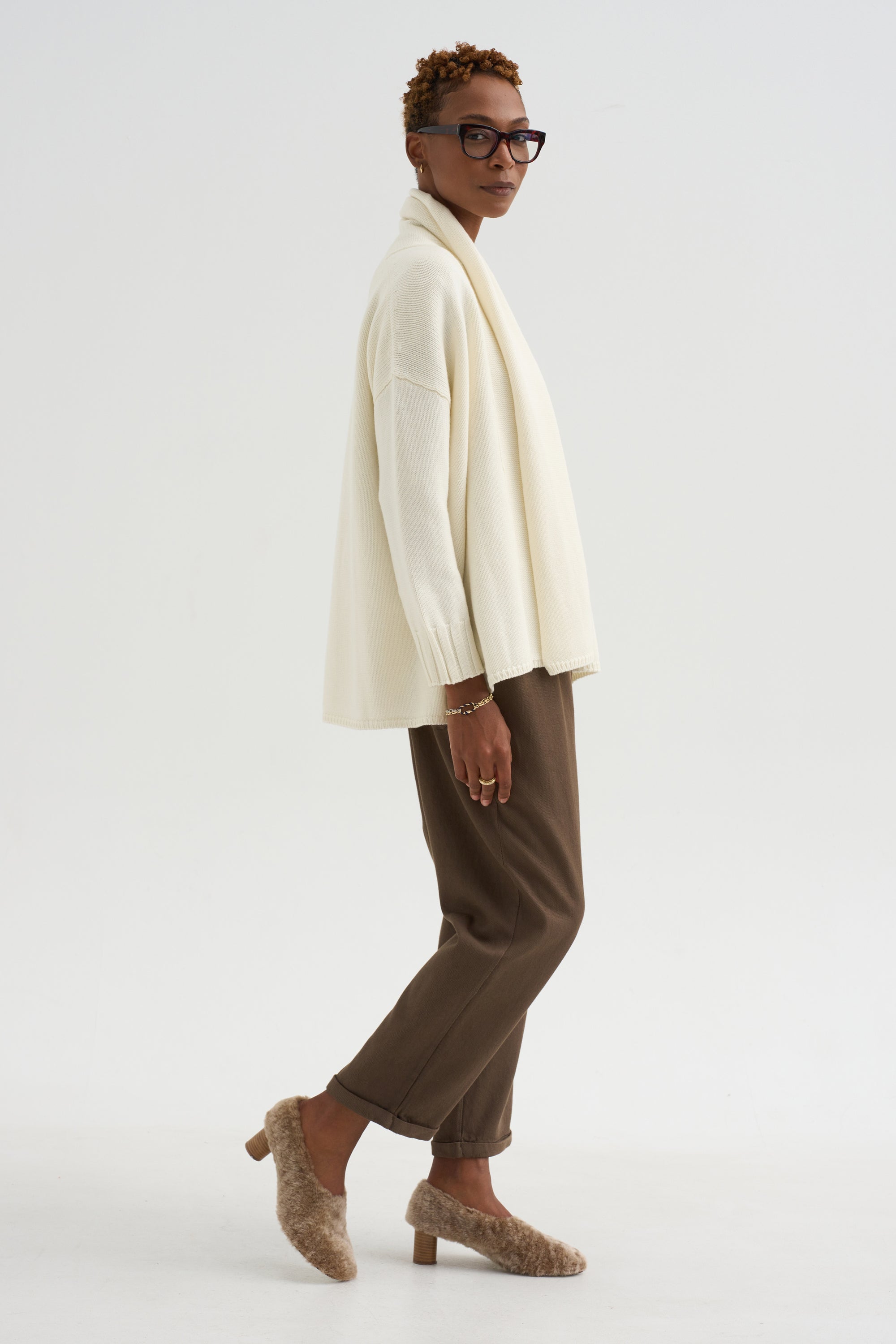 Cardigan Scialle - Knitwear, White