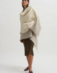 Block Wrap Mantle, White & Grey