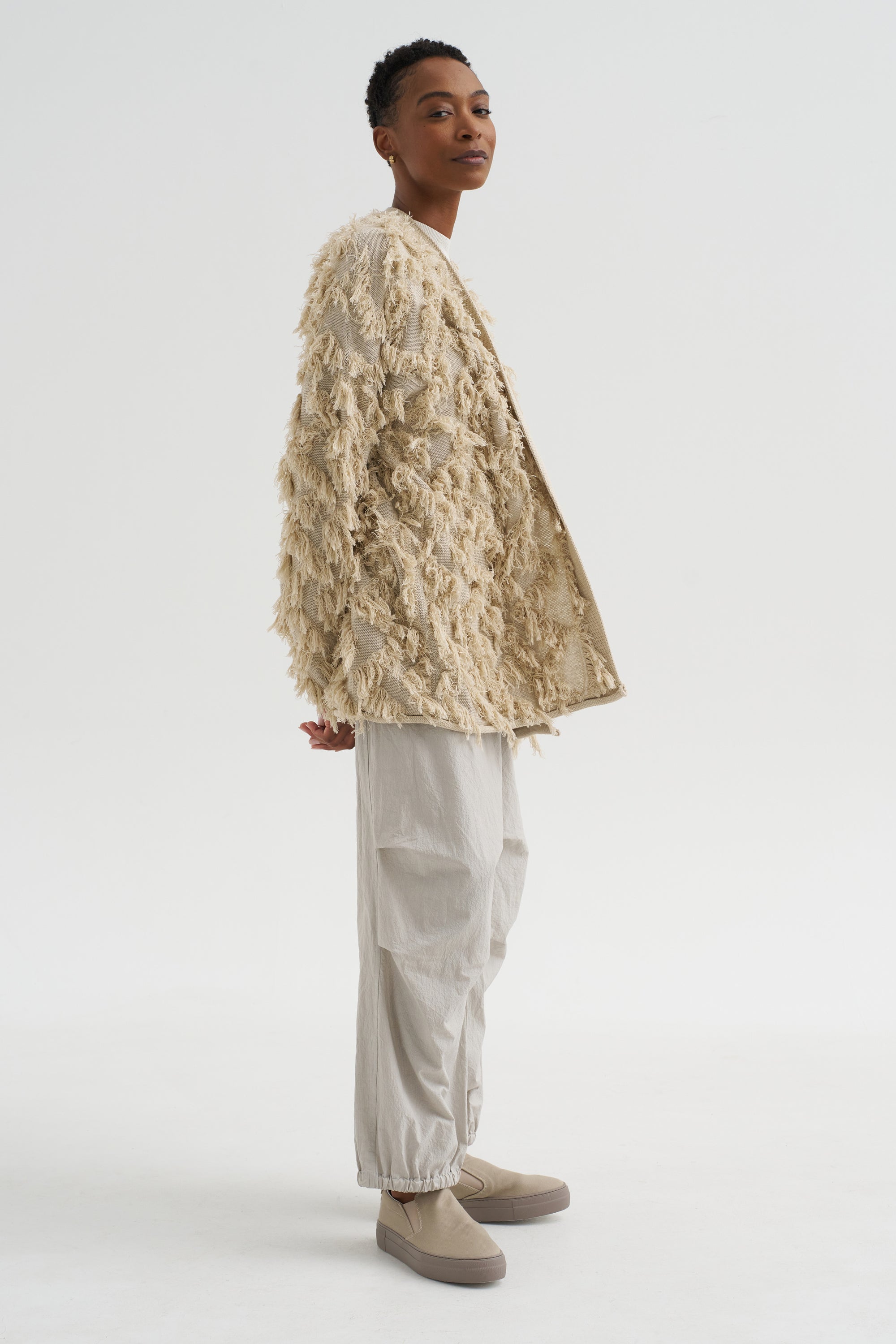 Tufted Cardigan, Flax